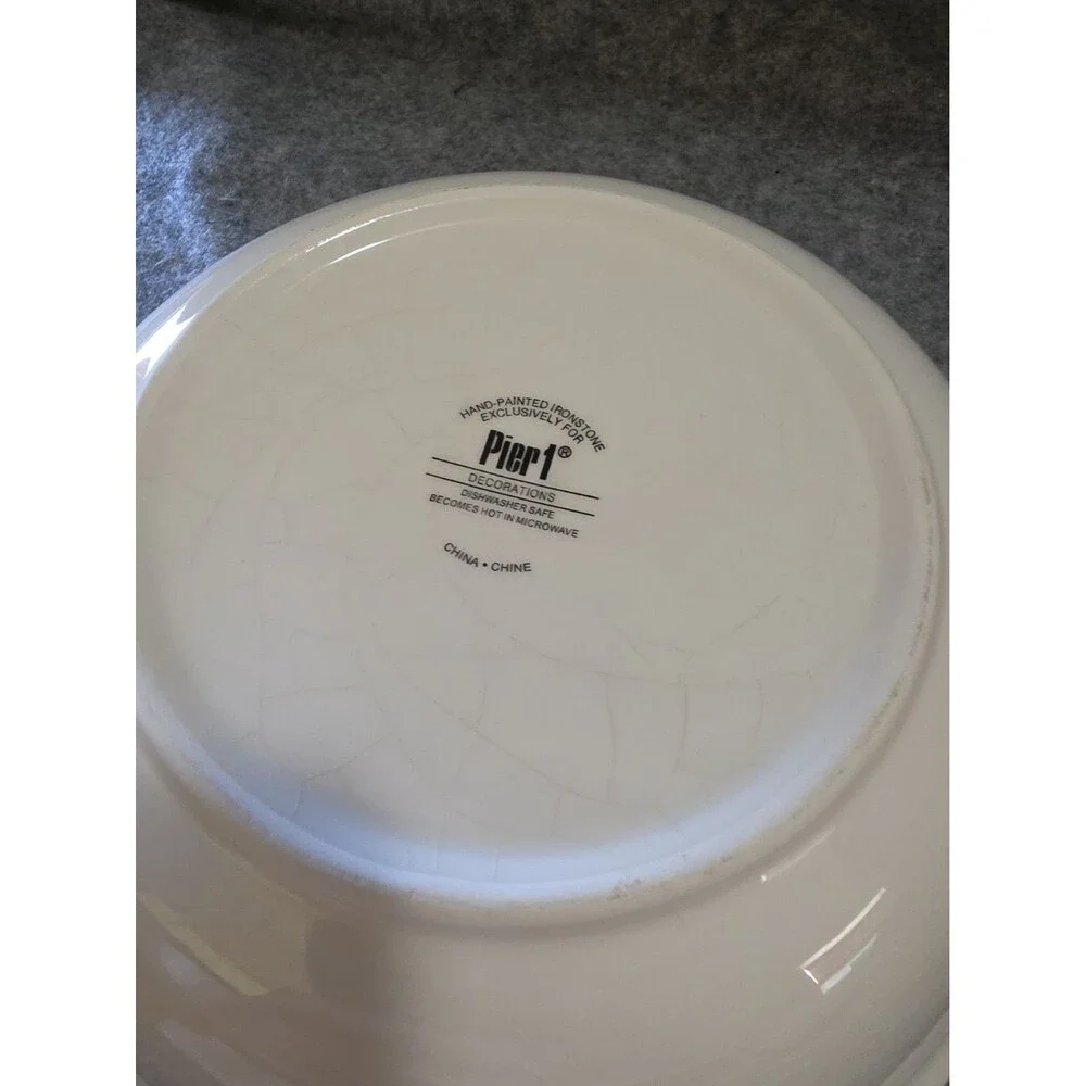 Pier One Christmas Tree/Snowflake Ironstone Plates, Salad Plates & Bowls.  READ